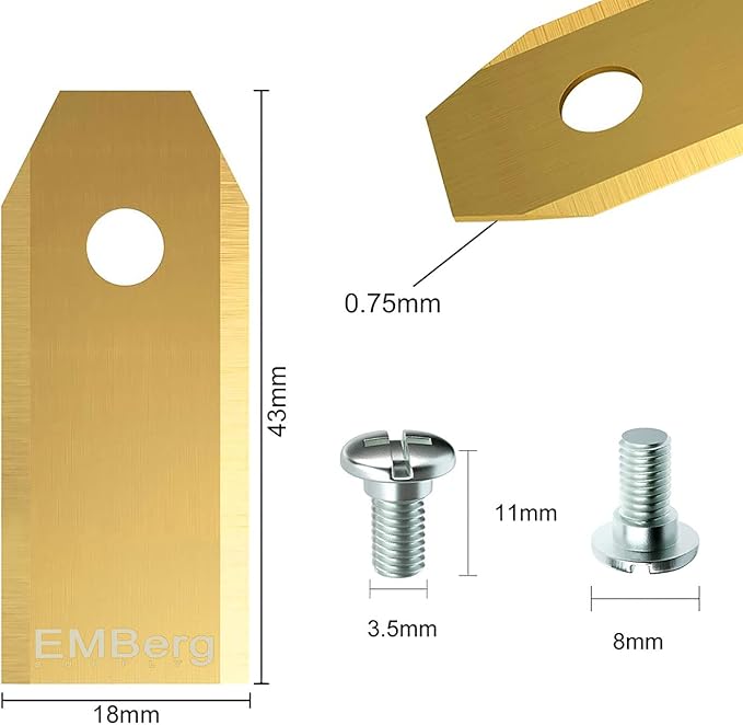 EMBerg Monster XL Blades (18 Pack) for Automower Models as Well as Gardena and McCulloch Robotic Lawnmowers. (Titanium)