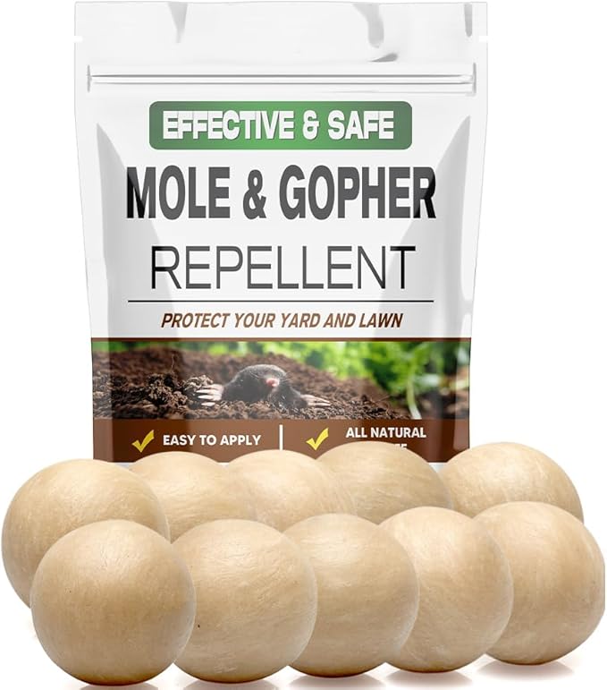 LEBMP Mole Repellent, Gopher Repellent, Groundhogs Repellant Outdoor, Vole Deterrent, Armadillo Repellent for Lawns, Keep Mole Out of Yard, Get Rid of Gophers, Covers Up to 120 Sq Ft-10Pcs