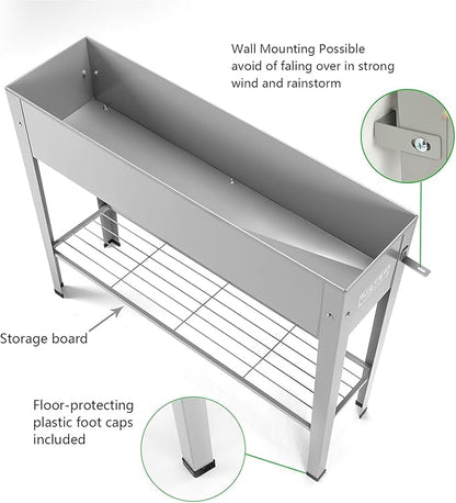 Raised Garden Bed, Garden Raised Planter Box with Legs, Galvanized Garden Planter for Herbs and Vegetables (40" Grey)