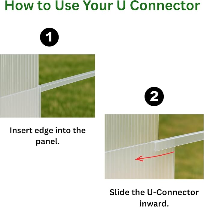 Polycarbonate Greenhouse Panels U Connector Profile - 20 Pieces, 2ft Length, Prevent Dust, Rain & Moisture from Getting into Twin-Wall Greenhouse Panels, Fit 10mm or 8mm Panels (U Connectors 10mm-2ft)