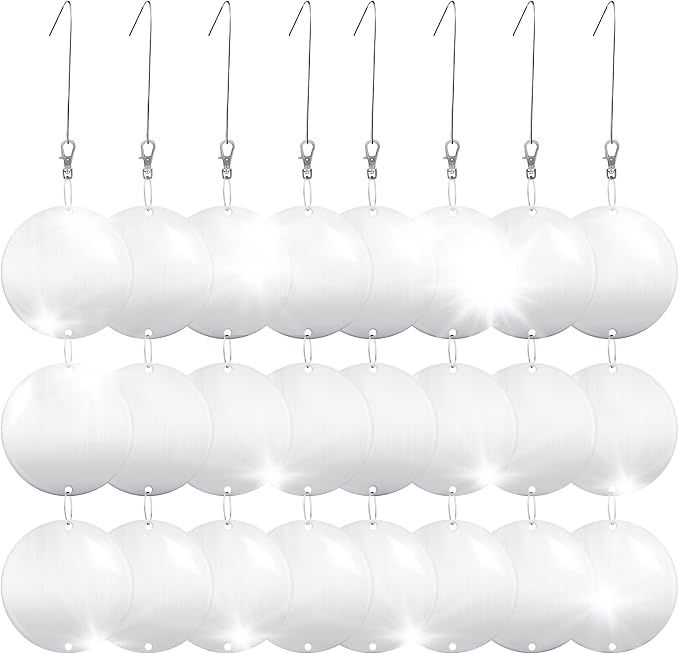 Hedoc Reflective Bird Scare Discs Set, 24PCS Large Double-Sided Bird Deterrents for Outside, Bird Reflectors to Keep Birds, Woodpeckers, Pigeons Away from House, Outdoor Garden, Patio and Yard