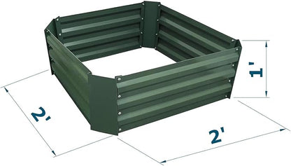 2x2x1FT Green Metal Raised Garden Bed Kit, Galvanized Outdoor Planter Box for Vegetables, Flowers, Herbs, Succulents and More