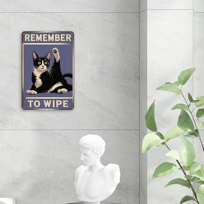 mmiishe Cat Bathroom Decor Black Cat Lover Gifts for Women Men Funny Vintage Metal Signs for Restroom Toilet Powder Room Wall Art Plaques 8x12 Inches Bathroom Accessories Birthday Anniversary