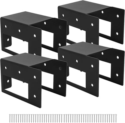 Firewood Log Storage Rack Bracket 4 Pack,Fireplace Wood Storage Holder,Indoor Outdoor Adjustable Heavy Duty Powder Coated Steel Holder with Wood Screws