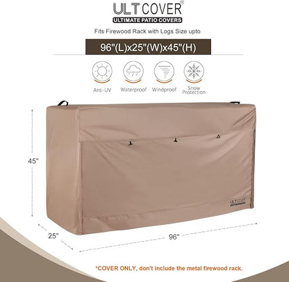 ULTCOVER Waterproof Firewood Racks Cover 8 Feet Heavy Duty Outdoor Logs Holder Stand Cover