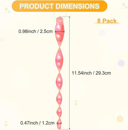 M METERXITY 8-Pack Bird Reflective Rods 11.5 Inch Spiral Bird Scare Rods Hanging Birds Deterrent Device for Yard/Patio/Garden/Farm/Decoration [Pink]