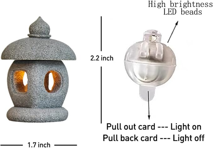 Japanese Pagoda LED Lamp Statue Figurine, LED Lantern Pagoda Statue Figurines for Home Table Decor - Style A