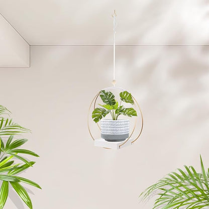 hismocal Hanging Planters for Indoor Plants, Plant Hanger with Sturdy Wood Base,Modern Boho Macrame Plant Hanger,Wall Ceiling Window Stands(Plants/Pots Not Included)
