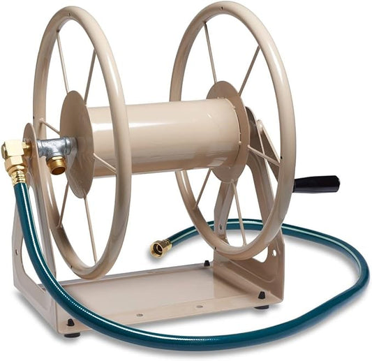 Liberty Garden Products 703-2 Multi-Purpose Steel Garden Wall/Floor Mount Hose Reel, Tan Poly, 5/8-Inch