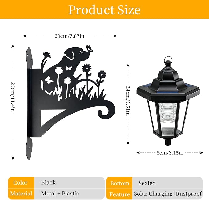 VOOKRY Solar Wall Lanterns Outdoor, Waterproof 2 Pack Hanging Lights with Dog Hooks, Wall Mount Sconce with 3 Solar Panels for Patio Porch Yard Garden Decor, Dusk to Dawn 2700K Warm White