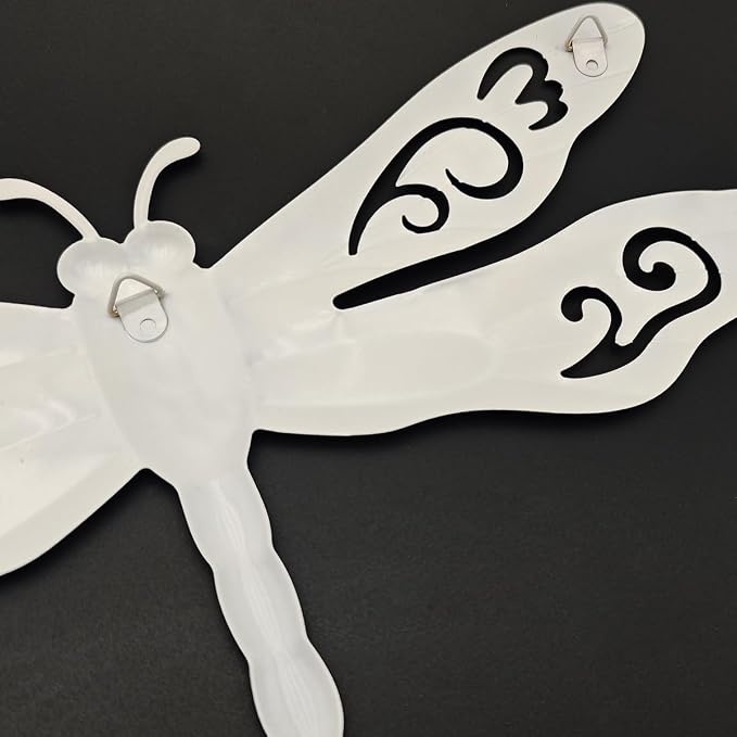 Outdoor Dragonfly Wall Decor, 4 Pcs 14.5‘’ Metal Dragonfly Wall Art Hanging Sculpture Decorations for Outside Yard Patio Fence Garden Exterior Decor