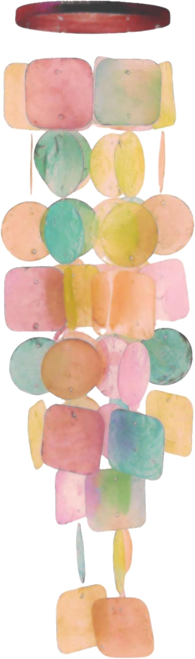 Bellaa Wind Chimes Outdoor, Garden Decorations, Musical, Indoor/Outside Windchimes, Beach, Ocean, Breeze, Gifts for Mom, Gift for All Occasions, Capiz Sea Glass Shells Wood Pastel 20713