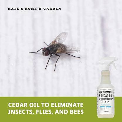 Kate's Home & Garden Peppermint Oil Spray for Bugs, Ants, Insects, Spiders, Roaches, Stink Bug. Pesticide and Insecticide Indoor Repellent Pest Control with Cedar Oil (32oz, Natural, Non Toxic)