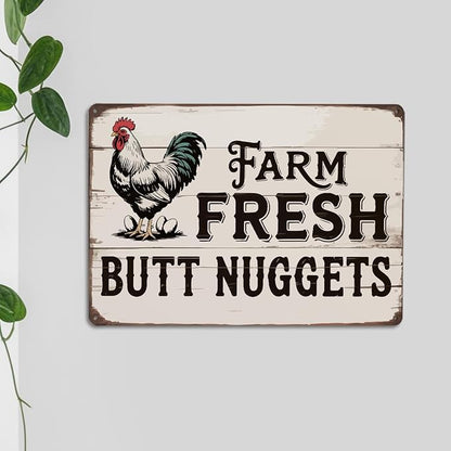 mmiishe Chicken Coop Accessories Funny Metal Signs Vintage Chicken Gifts for Farmers Coop Garden Kitchen Fences Gate Retro Wall Art Rustic Decor Birthday Anniversary Decoration Metal Tin Sign