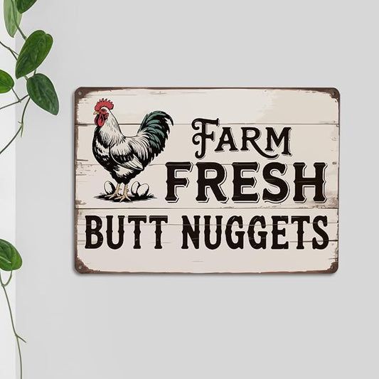 mmiishe Chicken Coop Accessories Funny Metal Signs Vintage Chicken Gifts for Farmers Coop Garden Kitchen Fences Gate Retro Wall Art Rustic Decor Birthday Anniversary Decoration Metal Tin Sign