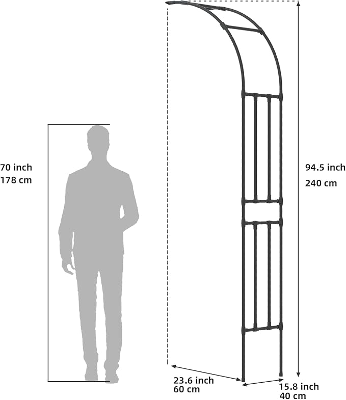 BUKLIYN Half Sided Arch Against The Wall Garden Trellis - Garden Arch Arbor Trellis for Climbing Plants Outdoor - Garden Arch for Home Yard and Garden