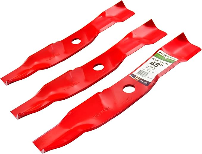 MaxPower 561153B USA Made 3 Blade Mulching Set | For Many 48" Cut Exmark Mowers Replaces OEM #'s 103-6391, 103-6391-S, Windsor 50-1936