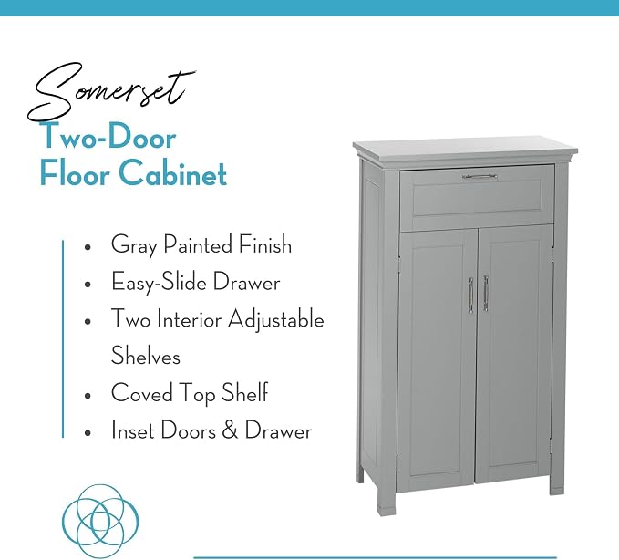 RiverRidge Somerset Two-Door Floor Cabinet, Gray