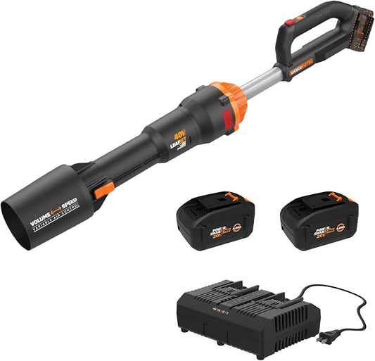 Worx Nitro 40V LEAFJET WG585 Leaf Blower Cordless with Battery & Charger, PowerShare, Blowers for Lawn Care Up to 165 MPH 620 CFM | Worx String Trimmer Cordless GT3.0 20V PowerShare 12" Edger & Weed Trimmer (2 Batteries & Charger Included) WG163