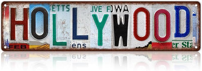 Vintage Hollywood Street Sign Wall Decor Movie Room Metal Tin Signs
