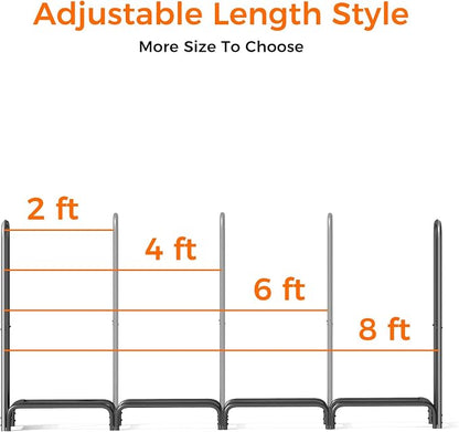 Firewood Rack, 8ft Heavy Duty Fire Wood Storage Racks for Indoor Outdoor, Metal Log Holders for Firewood, Fireplace Wood Pile Storage Stacker Organizer, Black