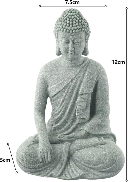 FABULETTA Resin Buddha Statue, Sandstone Texture Zen Garden Decor, Stable Outdoor Indoor Lawn Ornament for Pond Plant(B)