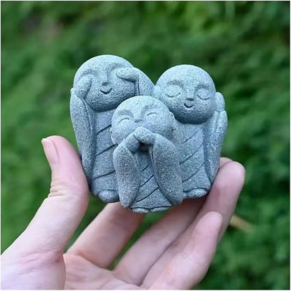livelyfish Japanese Aquarium Monk Statue Zen Buddha Statues Asian Sandstone Sculpture for Wealth Good Luck Home Fish Tank Decor, F