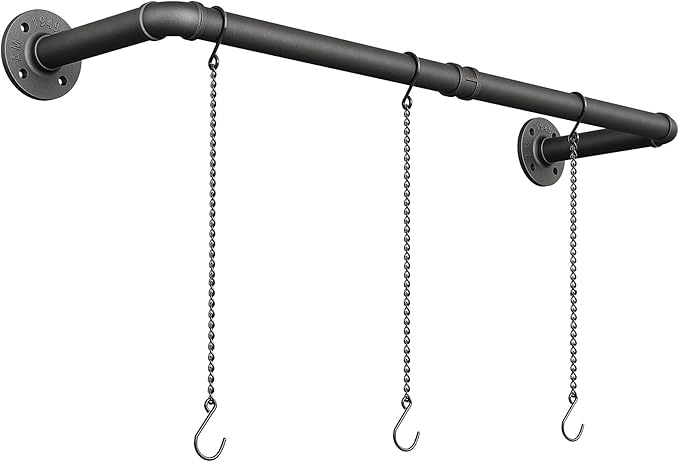 SOFITORG 38.2" Metal Plant Hanging Rod with 3 Chains, Pots Not Included | Wall Plant Hanging Bar, Durable Hanging planter holder for Window Ceiling, Easy Assembly, All Hardware Included, Black