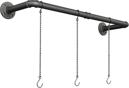 SOFITORG 38.2" Metal Plant Hanging Rod with 3 Chains, Pots Not Included | Wall Plant Hanging Bar, Durable Hanging planter holder for Window Ceiling, Easy Assembly, All Hardware Included, Black