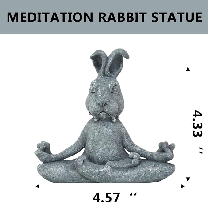 Meditating Rabbit Statue Buddha, Zen Rabbit, Zen Garden Rabbit Figurines for Home and Garden Decor, Rabbit Decorations Gift Ideas for Desk Office Bedroom Outdoor Yard Lawn (Rabbit)