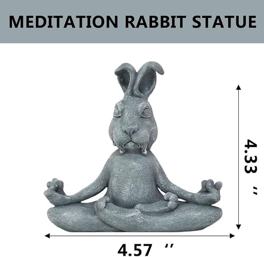 Meditating Rabbit Statue Buddha, Zen Rabbit, Zen Garden Rabbit Figurines for Home and Garden Decor, Rabbit Decorations Gift Ideas for Desk Office Bedroom Outdoor Yard Lawn (Rabbit)
