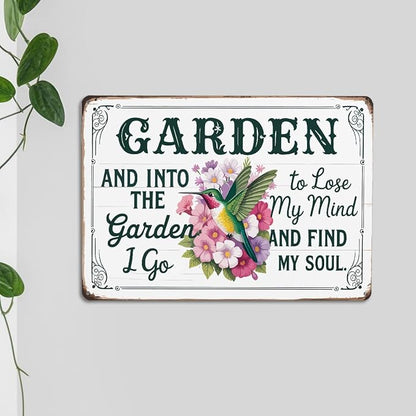 mmiishe Vintage Metal Garden Signs Wall Decor Gifts for Women Rustic Metal Art for Home Gate Garden Bars Restaurants Cafes Pubs Club Patio Porch 8x12 Inches Birthday Anniversary Decoration