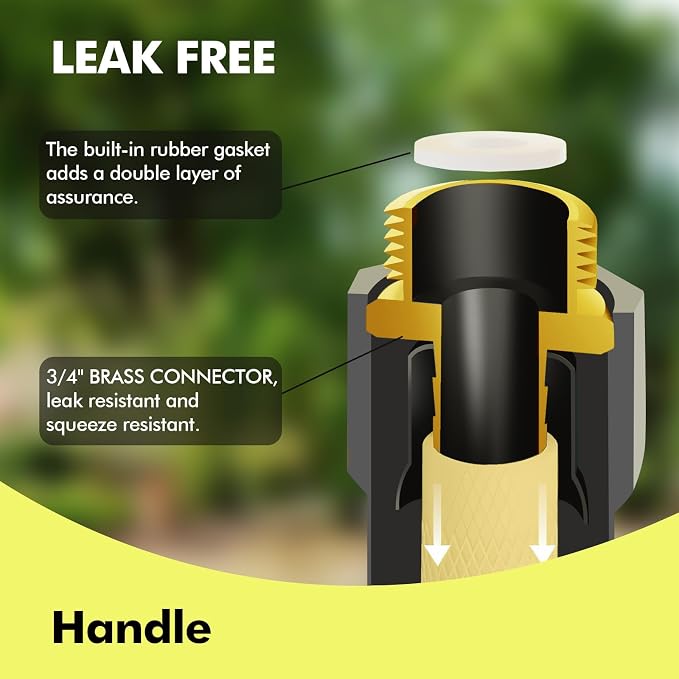 Garden Hose 50FT - PHLEX PRO Heavy-Duty Premium 5/8'' Rubber 3-Layer Water Hose - Innovation Flexible Hybrid Lightweight Water Hose, Full Brass Male to Female Fittings (RyobiGreen)