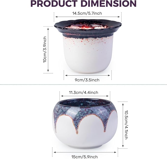 African Violet Pots, 6 inch Ceramic Easy Self Watering Plant Pot for Busy Plant Lovers, Automatically Absorb Appropriate Amount of Water, Flower Pot Indoor-Plants Not Included(Red)