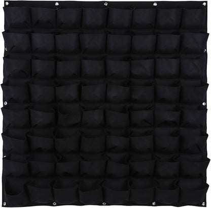 Ogrmar 64 Pockets Vertical Wall Garden Planter Plant Grow Bag for Flower Vegetable for Indoor/Outdoor (64 Pockets, Black)