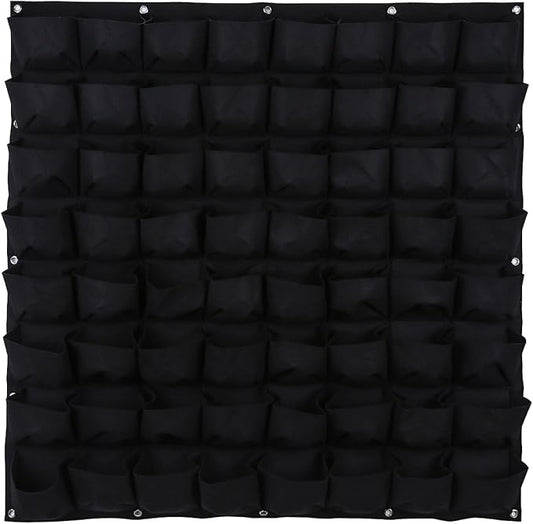 Ogrmar 64 Pockets Vertical Wall Garden Planter Plant Grow Bag for Flower Vegetable for Indoor/Outdoor (64 Pockets, Black)