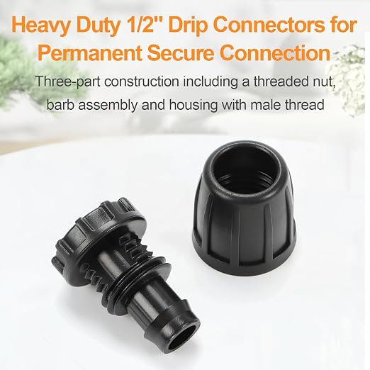 1/2 Inch Drip Irrigation End Plug Fittings, 10 Pieces 1/2'' Drip Line Barbed Locked End Cap Connectors for 1/2 Inch Irrigation Tubing (1/2" ID x 0.670" OD) for Garden Watering System