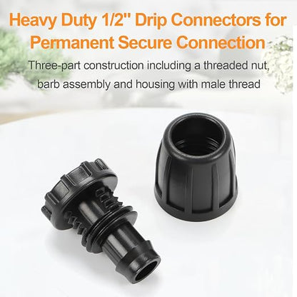 1/2 Inch Drip Irrigation End Plug Fittings, 10 Pieces 1/2'' Drip Line Barbed Locked End Cap Connectors for 1/2 Inch Irrigation Tubing (1/2" ID x 0.670" OD) for Garden Watering System