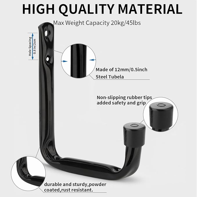 Garage Storage Hooks, Wall Mount Heavy Duty J Utility Hangers