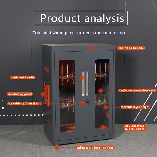 CAT/BT40 Large Capacity CNC Tool Storage Cabinet, CNC Tool Holder Vertical Drawer Cabinet for Warehouse Workshop Factory Garage Machining Centers