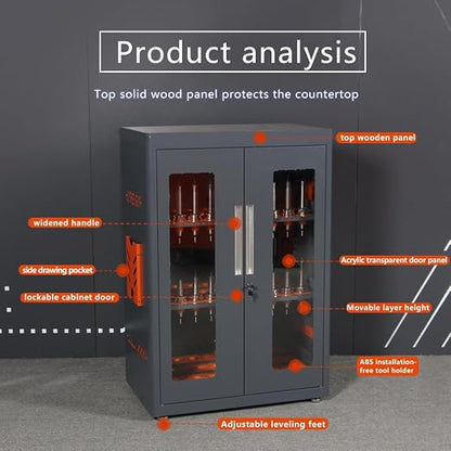CAT/BT40 Large Capacity CNC Tool Storage Cabinet, CNC Tool Holder Vertical Drawer Cabinet for Warehouse Workshop Factory Garage Machining Centers