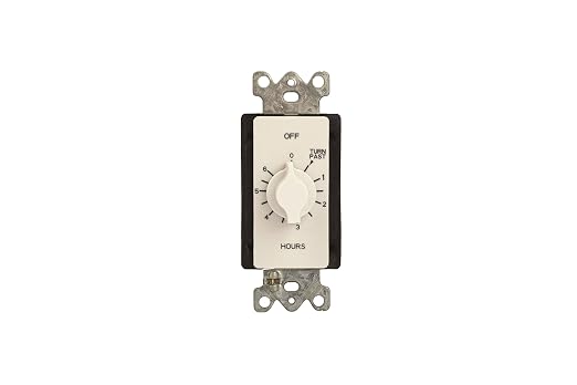 nsi INDUSTRIES TORK A506HW Spring-Wound In-Wall Twist Timer , 6-Hour Length and White Faceplate, for Automatic Shutoff of Fans or Lights