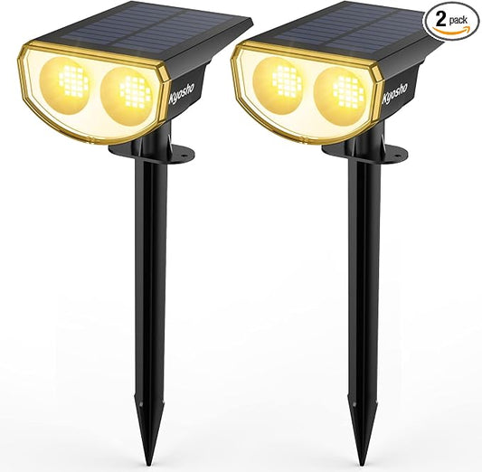 Kyosho Solar Spot Lights Outdoor Warm White, 38 LEDs Solar Landscape Lights IP67 Waterproof, 2-in-1 Outdoor Spotlights Garden Wall Lights with 3 Modes for Tree, Yard, Patio