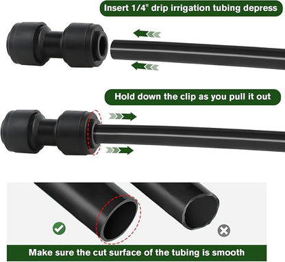 Kalolary 30 PCS Quick Connect 1/4" Drip Irrigation Coupling Fittings, Universal Barbed Coupling Connector for 1/4" Irrigation Tubing Leak Free Fittings for Sprinkler Drip Irrigation Watering System
