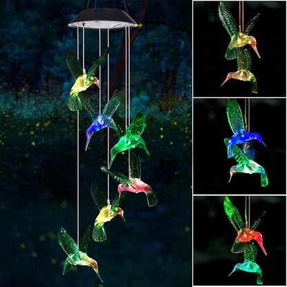 Wind Chime, Solar Hummingbird Wind Chimes Outdoor/Indoor,Birthday Gifts for Mom Grandma,Mother Outdoor Decor,Yard Decorations,Memorial Wind Chimes,Mom's Best Gifts,