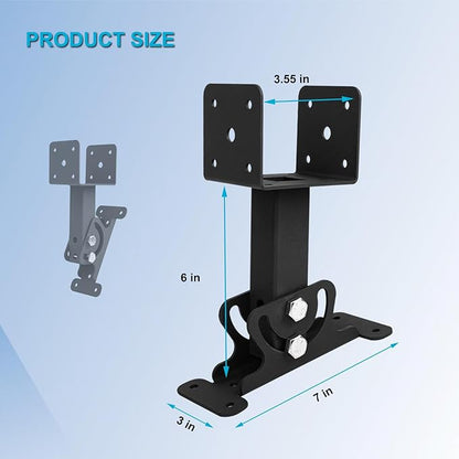 3Pcs Roof Riser Brackets Kit Pergola Roof Riser Beam Bracket, Heavy Duty Roof Mount Brackets 3-1/2" Saddle Black for Wood Post Gazebo Pergola