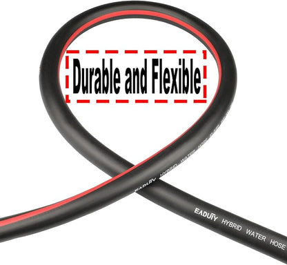 Hybrid Lead In Garden Hose 5/8 IN. x 6 FT, Heavy Duty, Lightweight, Flexible with Rotatable Grip Handle and Solid Brass Fittings, Gray+Red