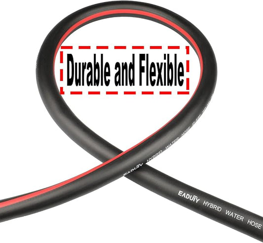 Hybrid Lead In Garden Hose 5/8 IN. x 6 FT, Heavy Duty, Lightweight, Flexible with Rotatable Grip Handle and Solid Brass Fittings, Gray+Red