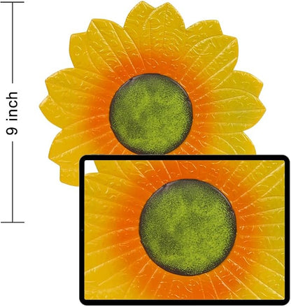 YEAHOME Sunflower Wall Decor - 9 inch Metal Flower Wall Art Decorations, Sunflower Yard Garden Decor Hanging for Kitchen, Bathroom, Bedroom,Handmade Gift for Home, Indoor or Outdoor (Set of 3)