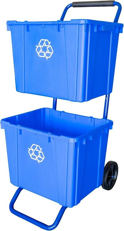 FIVESTAR 220 lb. Capacity Heavy-Duty Wheeled Recycle Cart with Steel Frame and All-Terrain Wheels and Recycle Bin Clips